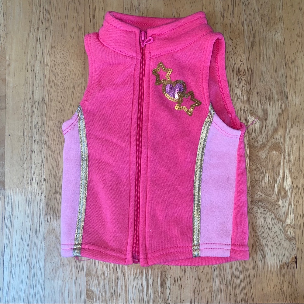 Mon Petit Pink Gold Sweater Vest Sequins Stars